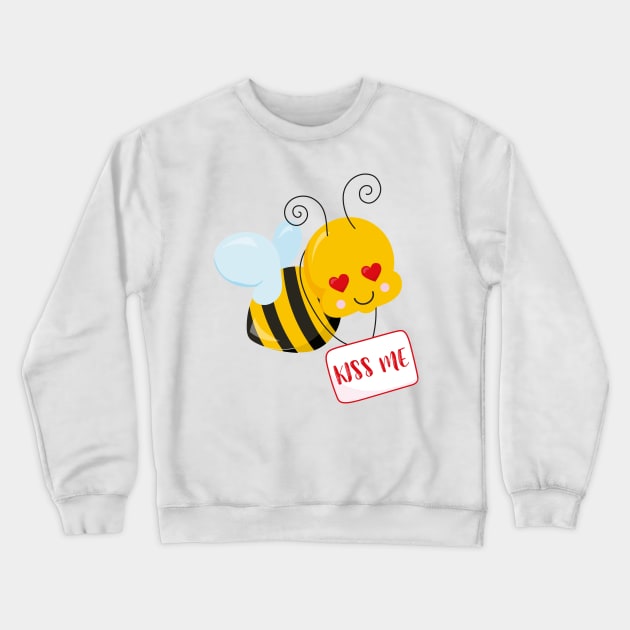 Cute Bee Valentine's day Design Crewneck Sweatshirt by P-ashion Tee